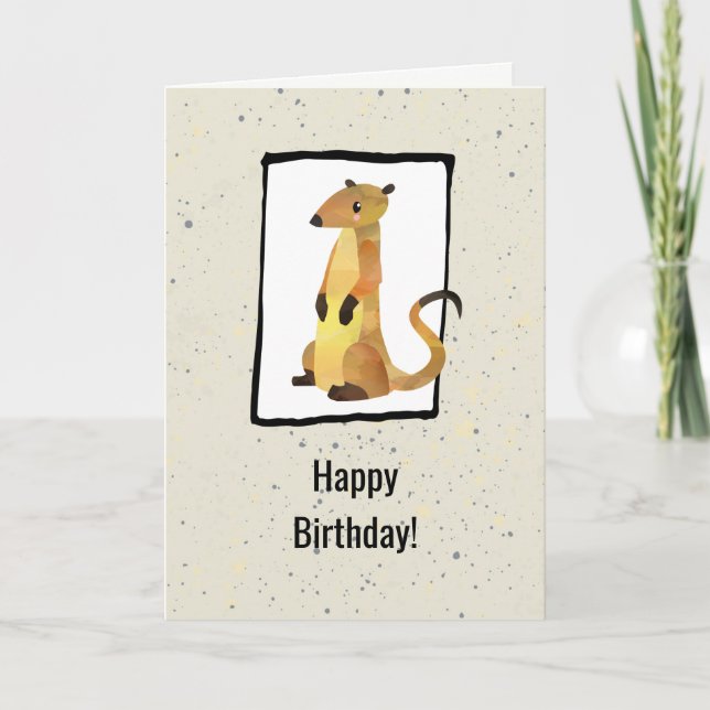 Carte d'anniversaire sur fond beige à l'aquarelle  (Devant)