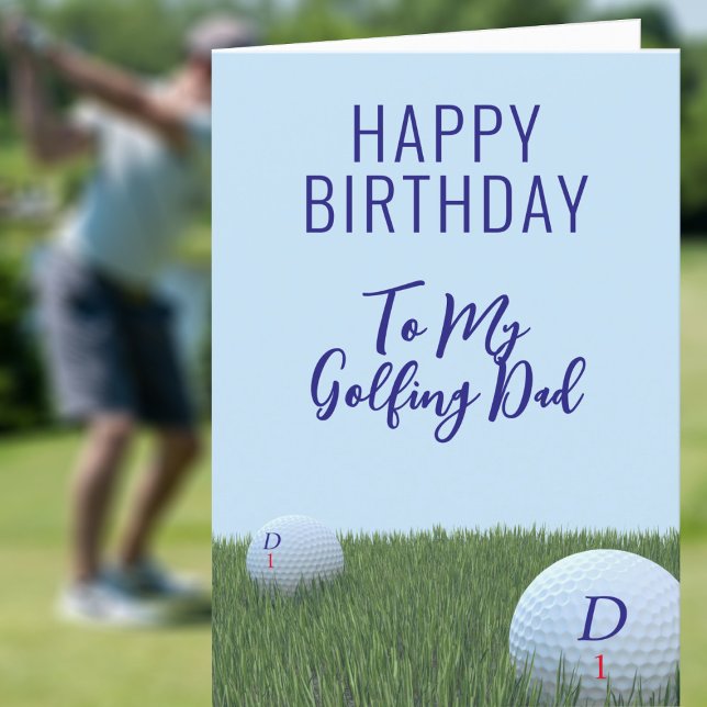 Carte d'anniversaire sur le thème de Golf pour les ('Fore' all golfing Dads that have a birthday - just add your message ⛳)