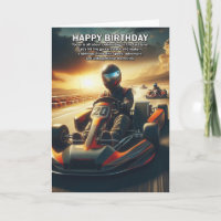 Carte d'anniversaire sur le thème du karting