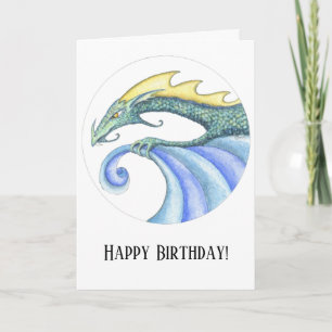 Carte d'anniversaire surfante de dragon