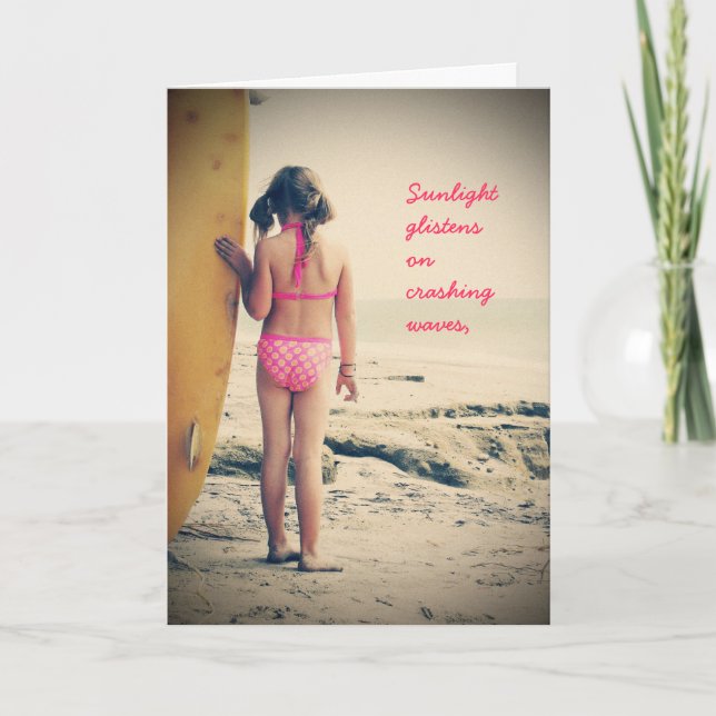 Carte d'anniversaire Surfer Girl (Devant)