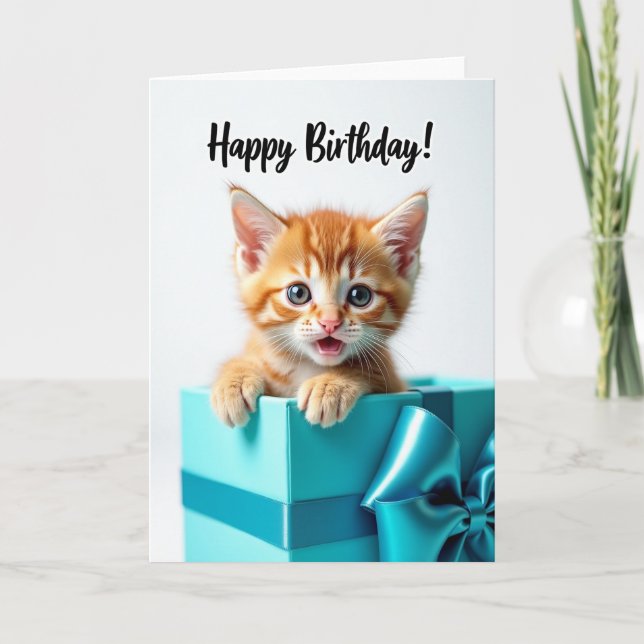 Carte d'anniversaire surprise avec un adorable cha (Devant)