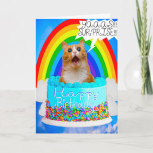 Carte d'anniversaire surprise drôle humour chat fo