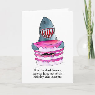Carte d'anniversaire surprise du gâteau de requin