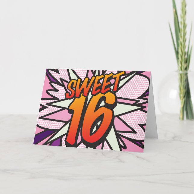 CARTE D'ANNIVERSAIRE SWEET 16 Bande Dessinée Pop A (Devant)