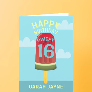 Carte d'anniversaire Sweet 16 Crème glacée Popsicl
