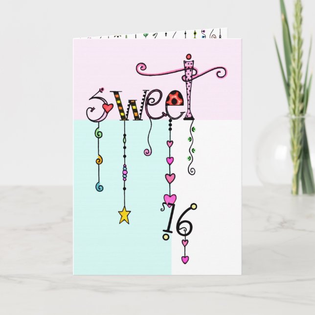 Carte d'anniversaire Sweet 16 Dangles (Devant)