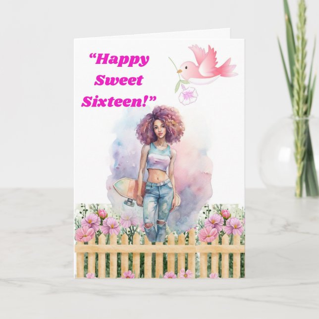 Carte d'anniversaire Sweet 16 pour filles (Devant)