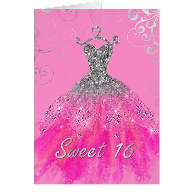 Carte d'anniversaire Sweet 16 Rose Glam (Devant)