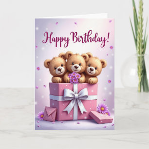 Carte d'anniversaire Sweet Bear Trio