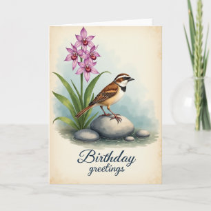 Carte d'anniversaire Sweet Birthday Bird Orchid