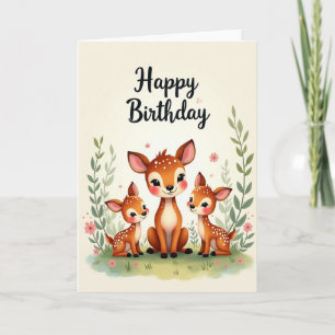 Carte d'anniversaire Sweet Fawn Trio