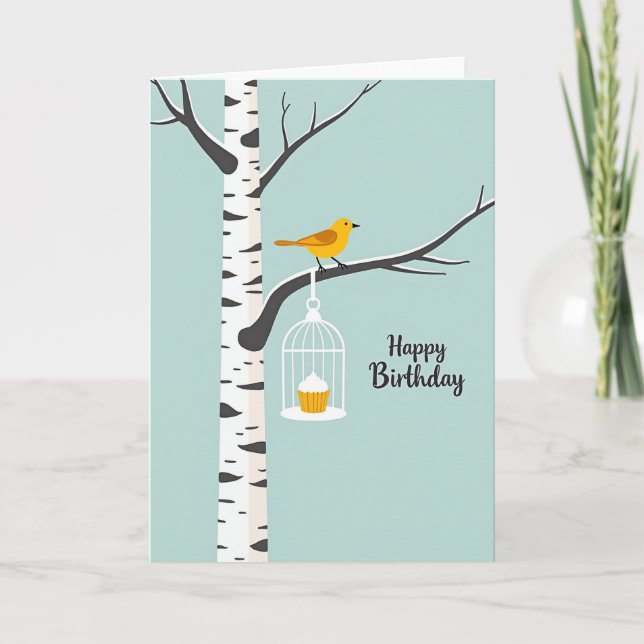 Carte d'anniversaire Sweet Golden Bird (Devant)