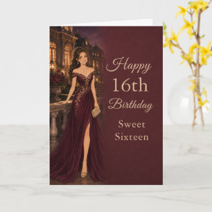 Carte d'anniversaire Sweet Sixteen Bourgogne