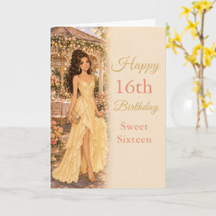 Carte d'anniversaire Sweet Sixteen jaune beurre