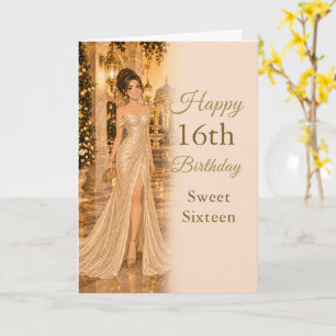 Carte d'anniversaire Sweet Sixteen Or Champagne