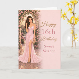 Carte d'anniversaire Sweet Sixteen Rose Tendue