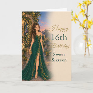 Carte d'anniversaire Sweet Sixteen vert émeraude