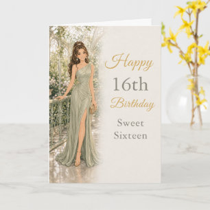 Carte d'anniversaire Sweet Sixteen Vert Sauge