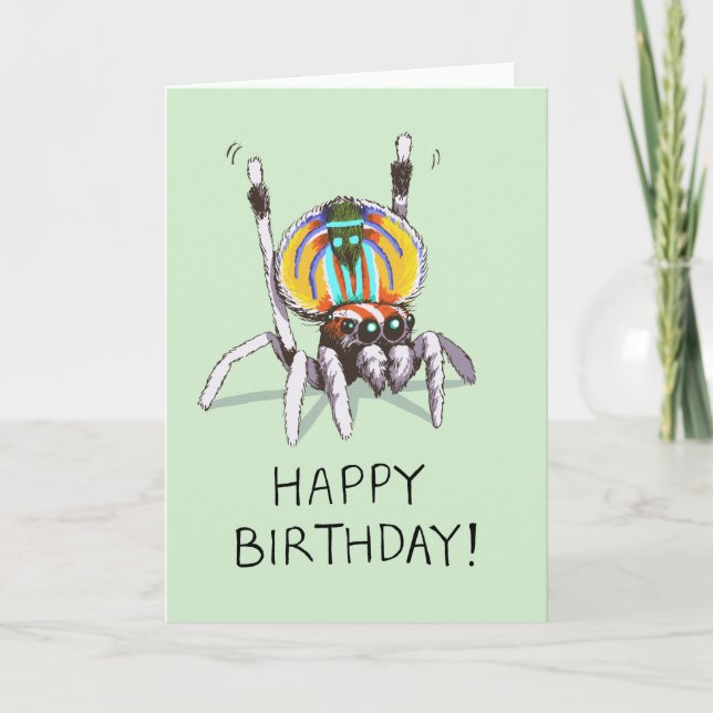 Carte d'anniversaire sympa Peacock Spider (Devant)