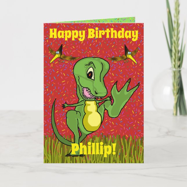 Carte d'anniversaire T-Rex (Devant)