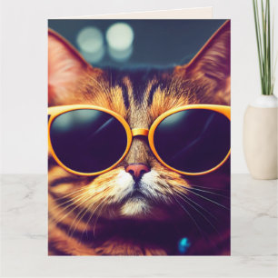 CARTE D'ANNIVERSAIRE TABBY CHAT TROP COOL