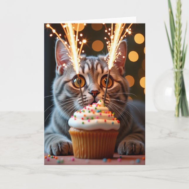 Carte d'anniversaire Tabby Sparkler (Devant)