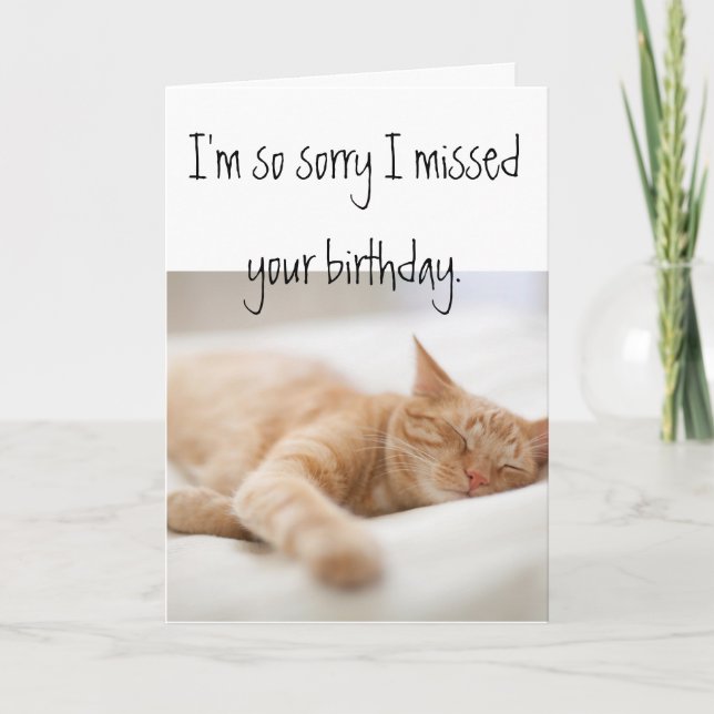 Carte d'anniversaire tardive avec chat (Devant)