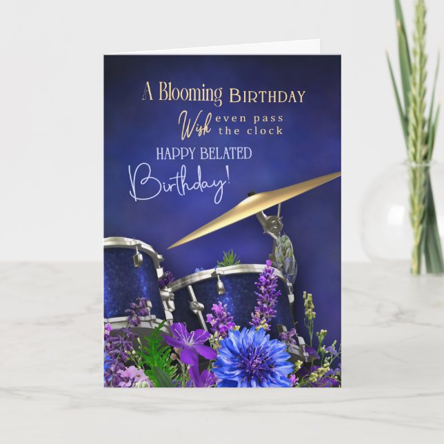 Carte d'anniversaire tardive pour batteur (Devant)