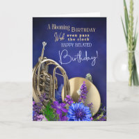 Carte d'anniversaire tardive pour joueur de cor d'