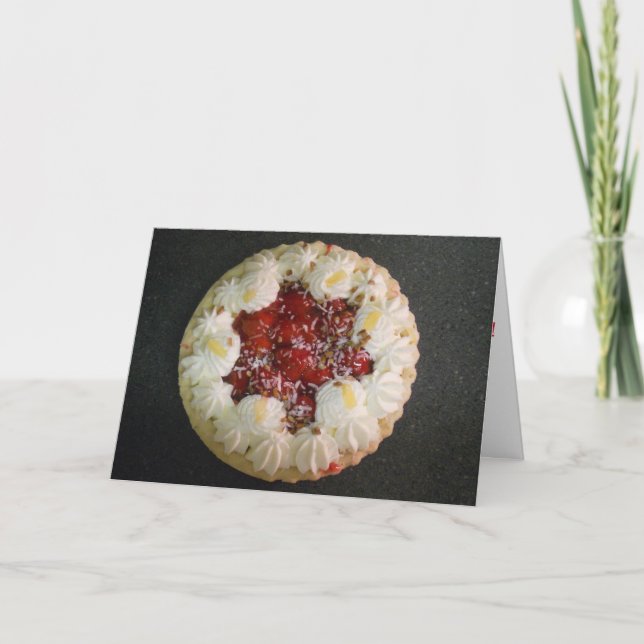 Carte d'anniversaire "Tarte aux fraises hawaïenne" (Devant)
