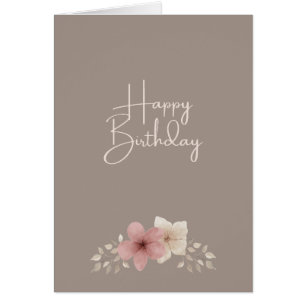 Carte d'anniversaire Taupe et Rose Floral Carte