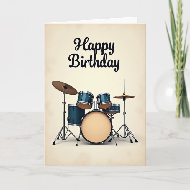 Carte d'anniversaire Teal Drum Kit (Devant)