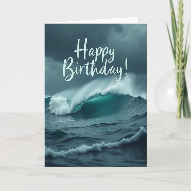 Carte d'anniversaire Teal Wave (Devant)