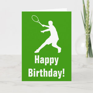 Carte d'anniversaire Tennis avec silhouette de jou