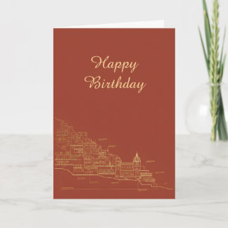 Carte d'anniversaire Terracotta Gold City Skyline