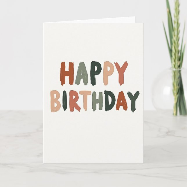 Carte d'anniversaire terreuse peinte (Devant)