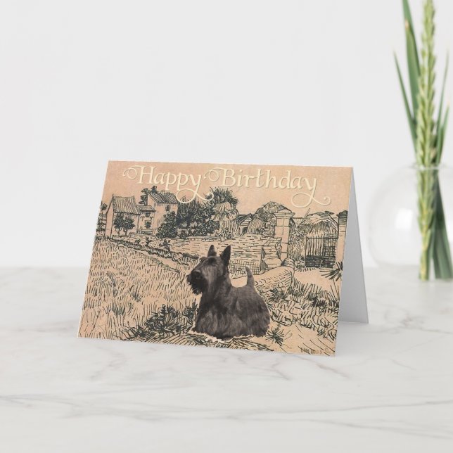 Carte d'anniversaire Terrier Écossais (Devant)