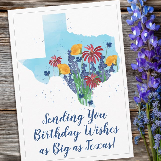 Carte d'anniversaire Texas Wildflowers (Texas Wildflower Birthday Card)