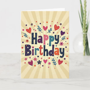 Carte d'anniversaire texturée fantaisiste