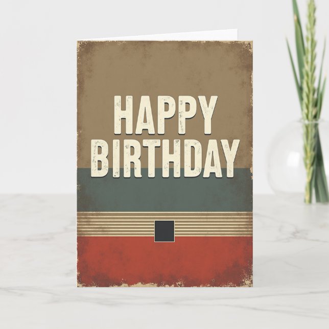 Carte d'anniversaire texturée rétro grunge (Devant)