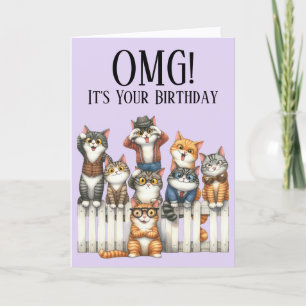 Carte d'anniversaire thème chat mignon