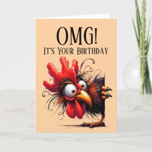 Carte d'anniversaire thème coq drôle