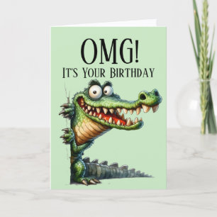 Carte d'anniversaire thème crocodile drôle