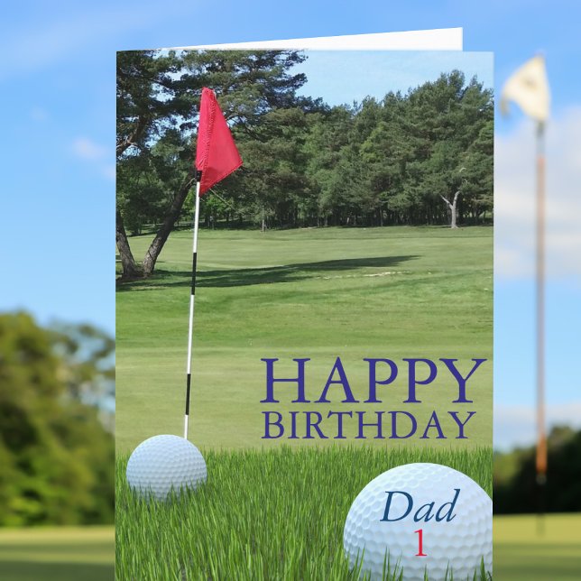 Carte d'anniversaire thème golf pour papa golfeur ('Fore' your golfing dad (and your golfing mom too) just add your birthday message)