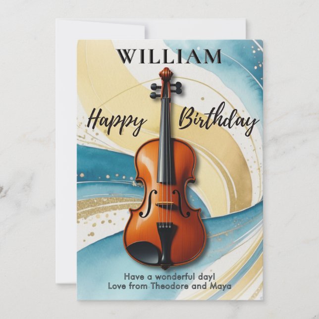 Carte d'anniversaire thème musical avec tourbillon (Devant)