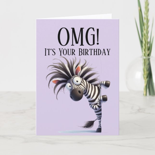 Carte d'anniversaire thème zèbre drôle (Devant)