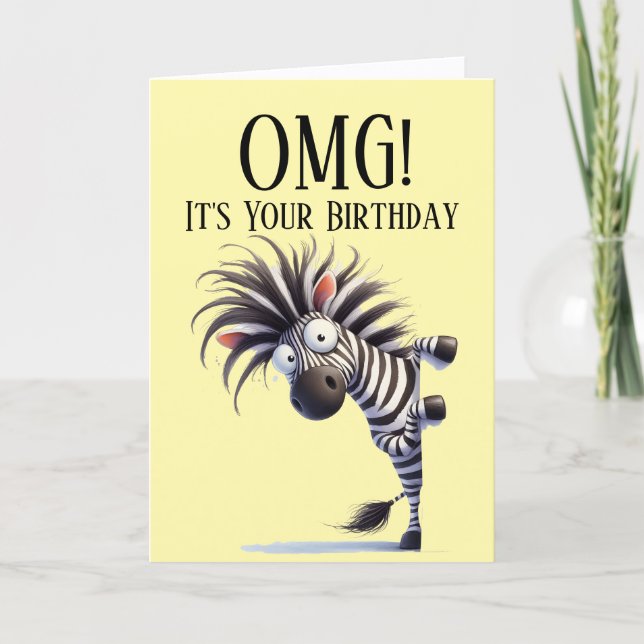 Carte d'anniversaire thème zèbre drôle (Devant)