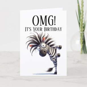 Carte d'anniversaire thème zèbre drôle