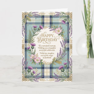 Carte d'anniversaire Thistle Tartan Écossais
